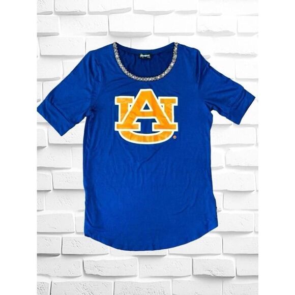 Gameday Couture Womens Size Large Auburn University Tigers Beaded High Neck Tee - Picture 1 of 12
